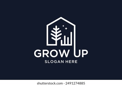 grow up real estate business logo design premium vector