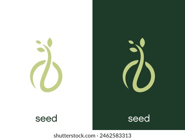 Grow Seeds Logo Design. Leaf Nature mit Circle Simple Icon Vektorgrafik Inspiration