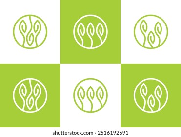 Diseño de logo de semillas de cultivo. Leaf Nature con Vector Circle Simple Icon Inspiración	
