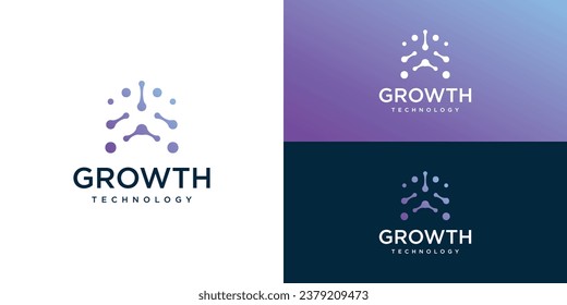 Grow tech logo design, connection dot arrow design vector illustration.