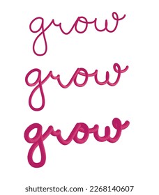 Grow text effect purple color with line, gradient fluid wave and hairy line