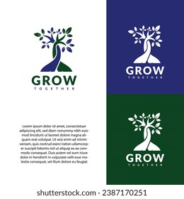 Grow Together Logo Design Idea Template - Life,Nature,Growth,Health