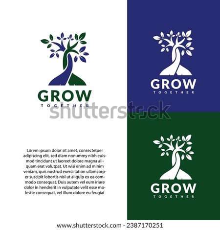 Grow Together Logo Design Idea Template - Life,Nature,Growth,Health