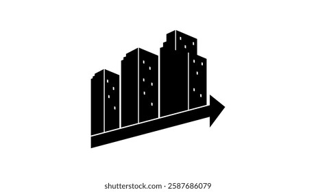 Grow Urban symbol, black isolated silhouette