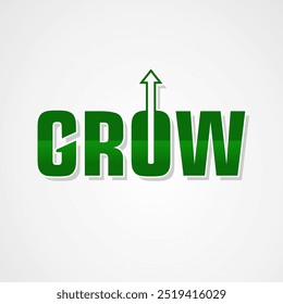 Grow word logo with upward growth arrow symbol