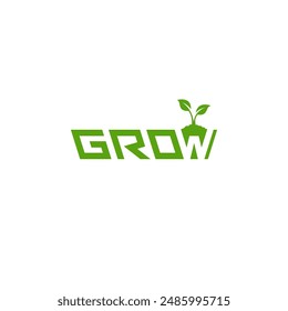 Grow word mark, negative space logo design.
