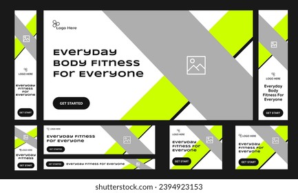 Grow your body fitness everyday web set banner design for social media post. 10x running exercise web banner, fully editable vector eps 10 file format