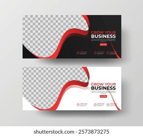 Grow Your Business Banner Ad Template for business promotion marketing offices Vector Templates