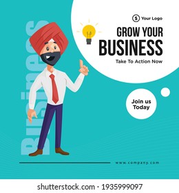 Grow your business banner design template. Vector graphic illustration.