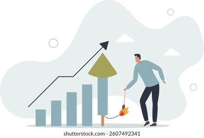 Grow your business, boost investment profit or earnings, increase growth or economic boom, career development concept.flat character life .