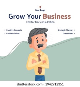 Grow your business call for free consultation banner design. Vector graphic illustration.