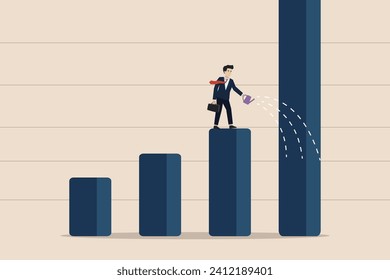 Grow your business, career development, growth, improve company profit, salary increase or earn more income concept, ambitious businessman pouring water to grow graph plant
