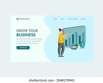 Grow Your Business Concept Based Landing Page For Advertising.