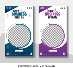 Grow your business and corporate social media post or story banner template