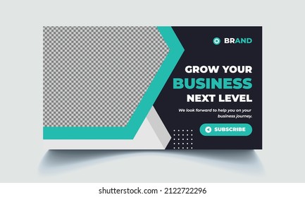 Grow your business editable video thumbnail design. Customizable web banner template and thumbnail. Video cover photo fully editable for social media