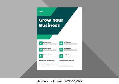 grow your business flyer design template. take your business to the next level of poster leaflet design. a4 template, brochure design, cover, flyer, poster, print-ready
