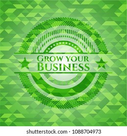 Grow your Business green emblem with triangle mosaic background