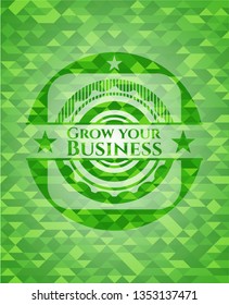 Grow your Business green emblem with mosaic background