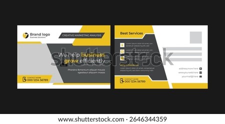 Grow Your Business Marketing Agency Corporate Postcard template. corporate business postcard EDDM template. 