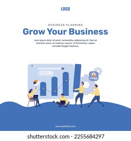 Grow your business. Business report, growth illustration vector for poster and banner.