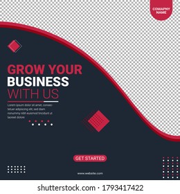 Grow Your Business social media post design template for promotion your Business with marketing style premium vector.