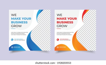 Grow your business social media post banner template design for social media marketing. Digital agency web ads, creative, modern web banner template. 