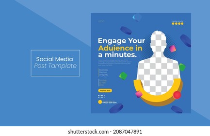 Grow your business social media post,Digital Marketing Social Media Post Template, Digital marketing agency, business promotion banner vector Template