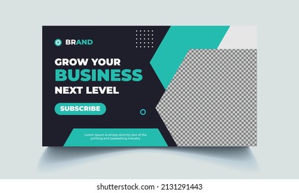 Grow your business web banner template and video thumbnail. Editable promotion banner design