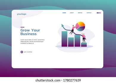 Grow your business Website template design. Modern vector illustration concept of web page design for website and mobile website development. Easy to edit and customize.