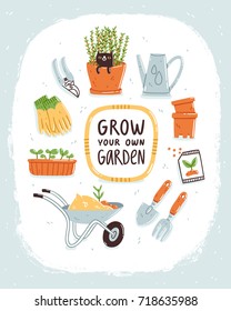 Grow your own garden, vector illustration