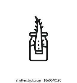 Growing aloe black line icon. Vector illustration