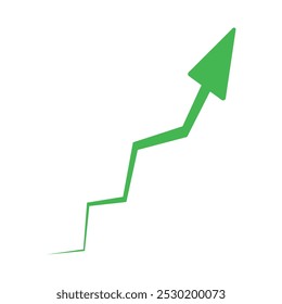 Growing Arrow. Growing business green arrow with bar chart, Profit arow Vector illustration. Business concept, growing chart. Concept of sales symbol icon with arrow moving up. Green up arrow. 