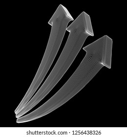 Growing arrow chart. Wireframe low poly mesh vector illustration
