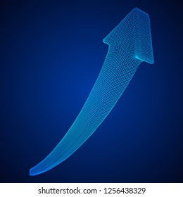 Growing arrow chart. Wireframe low poly mesh vector illustration