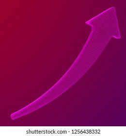 Growing arrow chart. Wireframe low poly mesh vector illustration