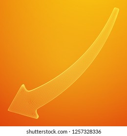 Growing arrow chart. Wireframe low poly mesh vector illustration