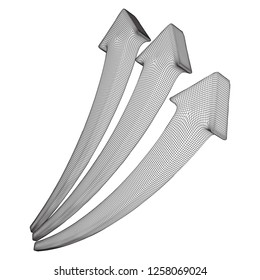Growing arrow chart. Wireframe low poly mesh vector illustration