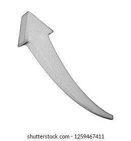 Growing arrow chart. Wireframe low poly mesh vector illustration
