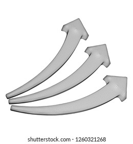 Growing arrow chart. Wireframe low poly mesh vector illustration