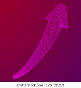 Growing arrow chart. Wireframe low poly mesh vector illustration