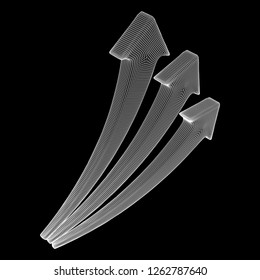 Growing arrow chart. Wireframe low poly mesh vector illustration