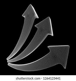 Growing arrow chart. Wireframe low poly mesh vector illustration