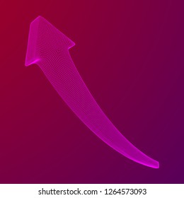 Growing arrow chart. Wireframe low poly mesh vector illustration