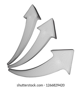 Growing arrow chart. Wireframe low poly mesh vector illustration