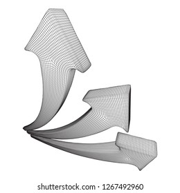 Growing arrow chart. Wireframe low poly mesh vector illustration