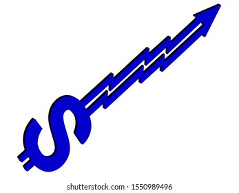 Growing arrow dollar sign.Finance concept. Vector illustration eps 10