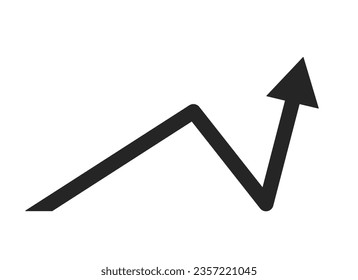 Growing arrow up flat monochrome isolated vector object. Trade infographic. Profit arrow. Editable black and white line art drawing. Simple outline spot illustration for web graphic design