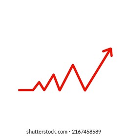 Growing arrow of graph. Statistics and rating. Linear business illustration