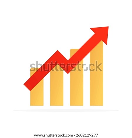 growing arrow icon pointing up, colored flat vector. modern and minimalist design
