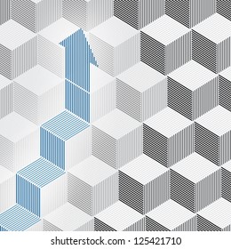 Growing arrow on 3d cubes